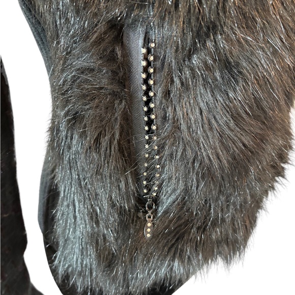 Roberto Cavalli Vintage Black Faux Fur Hooded Sweater Jacket Small - Picture 6 of 16